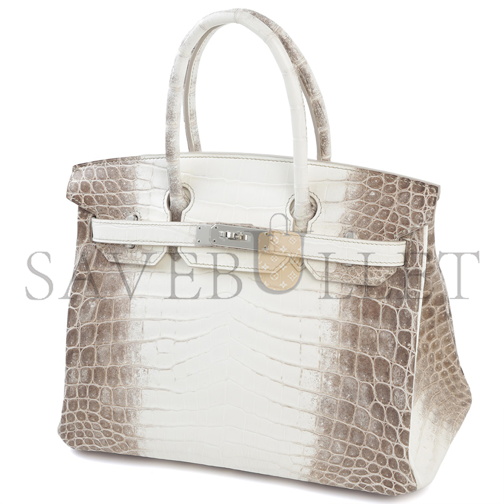 H**mes master birkin 25 crocodile leather himalayan crocodile leather silver buckle h041354cko8 (25*20*13cm)